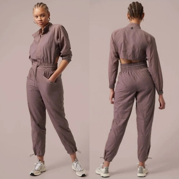 Athleta x Alicia Keys Utility Jumpsuit Open Back Mauve Purple Size 2 - Picture 2 of 8